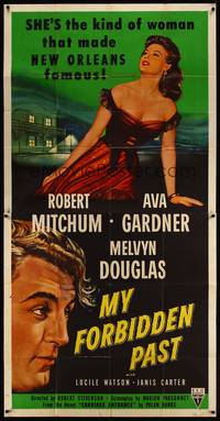 2s496 MY FORBIDDEN PAST 3sh '51 Mitchum, Gardner is the kind of girl that made New Orleans famous!