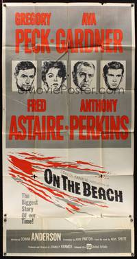 2s513 ON THE BEACH 3sh '59 art of Gregory Peck, Ava Gardner, Fred Astaire & Anthony Perkins!