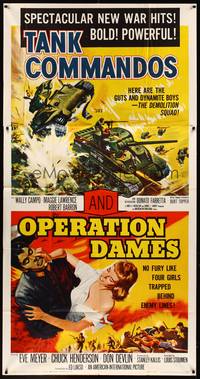 2s518 OPERATION DAMES/TANK COMMANDOS 3sh '59 guts & dynamite, girls trapped behind enemy lines!