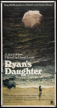 2s554 RYAN'S DAUGHTER 3sh '70 David Lean, art of Sarah Miles on beach + umbrella by Lesset!