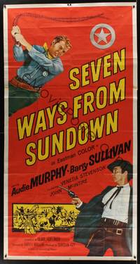2s570 SEVEN WAYS FROM SUNDOWN 3sh '60 full-length cowboys Audie Murphy & Barry Sullivan!