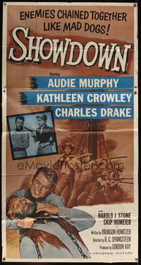 2s575 SHOWDOWN 3sh '63 Audie Murphy & enemies chained together + pretty Kathleen Crowley w/gun!