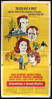 2s584 SOMETIMES A GREAT NOTION 3sh '71 art of Paul Newman, Henry Fonda, Lee Remick & Sarrazin!