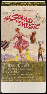 2s586 SOUND OF MUSIC 3sh '65 classic artwork of Julie Andrews & top cast by Howard Terpning!