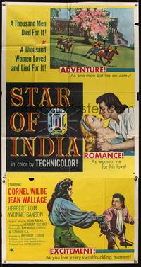 2s588 STAR OF INDIA 3sh '56 Cornel Wilde, Jean Wallace, Lom, adventure, romance, excitement!