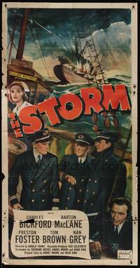 2s597 STORM 3sh R48 Charles Bickford, Barton MacLane & Preston Foster at sea in foul weather!