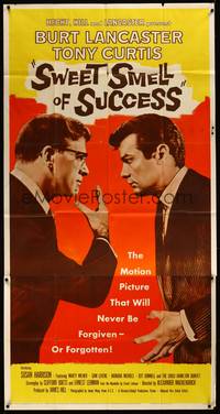 2s599 SWEET SMELL OF SUCCESS 3sh '57 Burt Lancaster as J.J. Hunsecker, Tony Curtis as Sidney Falco