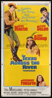 2s608 TEXAS ACROSS THE RIVER 3sh '66 cowboy Dean Martin, Alain Delon & Indian Joey Bishop!