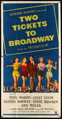 2s626 TWO TICKETS TO BROADWAY 3sh '51 Janet Leigh, Tony Martin, DeHaven, Ann Miller, Howard Hughes