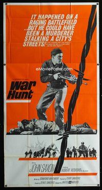 2s637 WAR HUNT 3sh '62 great full-length image of John Saxon with rifle over dead body!