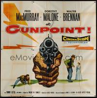 2s191 AT GUNPOINT 6sh '55 Fred MacMurray, really cool huge artwork image of smoking gun!