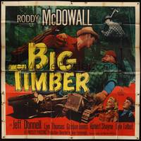 2s197 BIG TIMBER 6sh '50 artwork of logger Roddy McDowall fighting with man!
