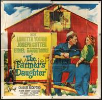 2s214 FARMER'S DAUGHTER 6sh '47 full art of Joseph Cotten & pretty Loretta Young by barn!