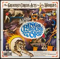 2s265 RINGS AROUND THE WORLD 6sh '66 Don Ameche, cool art of the greatest circus acts in the world!