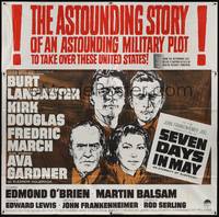 2s271 SEVEN DAYS IN MAY 6sh '64 art of Burt Lancaster, Kirk Douglas, Fredric March & Ava Gardner!
