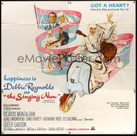 2s273 SINGING NUN 6sh '66 great artwork of Debbie Reynolds with guitar riding Vespa!