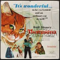 2s289 THREE LIVES OF THOMASINA 6sh '64 Walt Disney, great gigantic artwork of cat & cast!