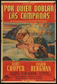 2s117 FOR WHOM THE BELL TOLLS Argentinean '43 romantic c/u of Cooper & Ingrid Bergman, Hemingway!