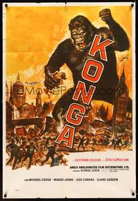 2s128 KONGA Argentinean '61 great artwork of giant angry ape terrorizing city by Reynold Brown!