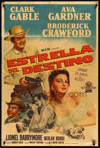 2s132 LONE STAR Argentinean '51 Clark Gable with gun & close up kissing sexy Ava Gardner!