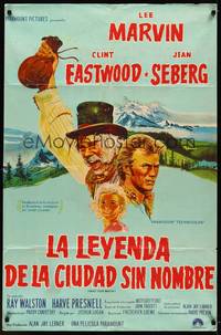 2s151 PAINT YOUR WAGON Argentinean '69 art of Clint Eastwood, Lee Marvin & pretty Jean Seberg!