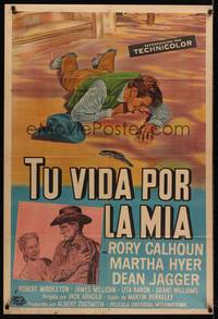 2s156 RED SUNDOWN Argentinean '56 western art of Rory Calhoun, Martha Hyer & Dean Jagger!