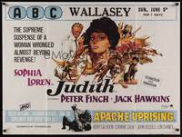 2s042 JUDITH/APACHE UPRISING British quad '60s art of pretty Sophia Loren, double bill!