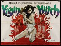 2s058 VIRGIN WITCH British quad '72 Ann Michelle occult horror, wild image of girl to be sacrificed!