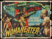 2s059 WOMAN EATER British quad '57 different art of wacky tree monster grabbing sexy woman!