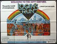 2s017 LOGAN'S RUN subway poster '76 art of Michael York & Jenny Agutter running away by C. Moll!