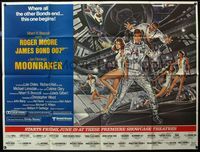 2s020 MOONRAKER subway poster '79 art of Roger Moore as James Bond & sexy space babes by Gouzee!
