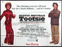 2s027 TOOTSIE subway poster '82 full-length Dustin Hoffman as himself and in drag!