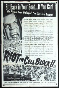 2t438 RIOT IN CELL BLOCK 11 40x60 '54 directed by Don Siegel, Sam Peckinpah, 4,000 caged humans!