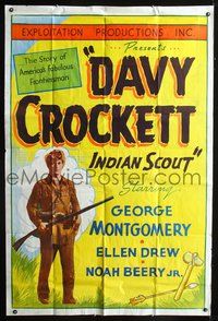 2t414 DAVY CROCKETT INDIAN SCOUT 40x60 R50s George Montgomery as America's fabulous frontiersman!