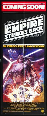 2t387 EMPIRE STRIKES BACK video poster R84 George Lucas sci-fi classic, cool artwork by Tom Jung!