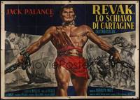 2t003 BARBARIANS Italian 4p '60 incredibly huge artwork image of steroided Jack Palance by Rene!