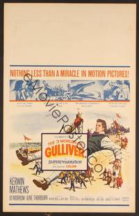 2t068 3 WORLDS OF GULLIVER WC '60 Ray Harryhausen fantasy classic, art of giant Kerwin Mathews!