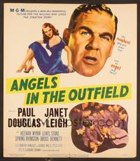 2t077 ANGELS IN THE OUTFIELD WC '51 artwork of Paul Douglas & sexy Janet Leigh, baseball!