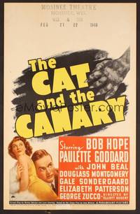 2t114 CAT & THE CANARY WC '39 monster hand threatening Bob Hope & sexy Paulette Goddard!
