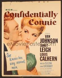 2t123 CONFIDENTIALLY CONNIE WC '53 great romantic art of sexy Janet Leigh & Van Johnson!