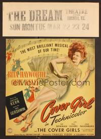 2t128 COVER GIRL WC '44 sexiest full-length Rita Hayworth laying down with flowing red hair!
