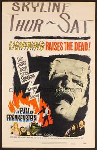 2t150 EVIL OF FRANKENSTEIN WC '64 Peter Cushing, Hammer, he's back and no one can stop him!