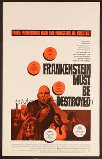 2t167 FRANKENSTEIN MUST BE DESTROYED WC '70 Peter Cushing is more monstrous than his monster!