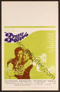 2t287 PRETTY POISON WC '68 cool artwork of psycho Anthony Perkins & crazy Tuesday Weld!