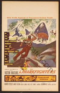 2t303 SHARKFIGHTERS WC '56 Victor Mature, one knife against a thousand knifed teeth!