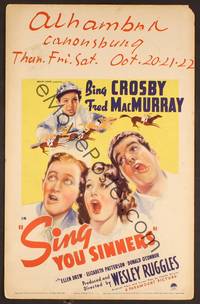 2t309 SING YOU SINNERS WC '38 Bing Crosby, Fred MacMurray, Ellen Drew, young Donald O'Connor!