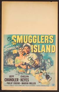 2t315 SMUGGLER'S ISLAND WC '51 artwork of manly Jeff Chandler & sexy Evelyn Keyes!