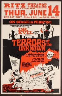 2t337 TERRORS OF THE UNKNOWN Spook Show WC '50s surgical maniac amputates limbs of lovely ladies!