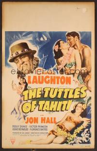 2t355 TUTTLES OF TAHITI WC '42 art of tropical Charles Laughton, Jon Hall & sexy island babes!