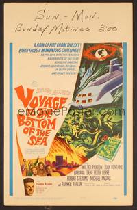 2t361 VOYAGE TO THE BOTTOM OF THE SEA WC '61 fantasy sci-fi art of scuba divers & monster!
